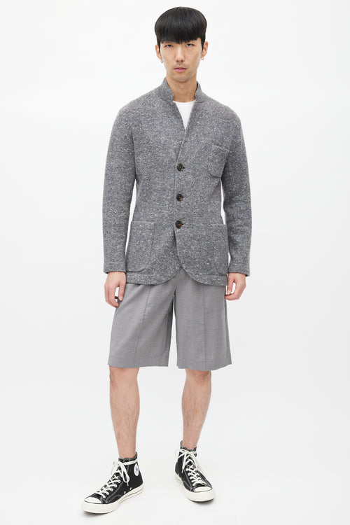 Brunello Cucinelli Grey Wool Knit Cardigan