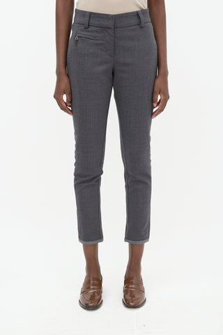 Brunello Cucinelli Grey Wool Panelled Trouser