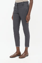 Brunello Cucinelli Grey Wool Panelled Trouser