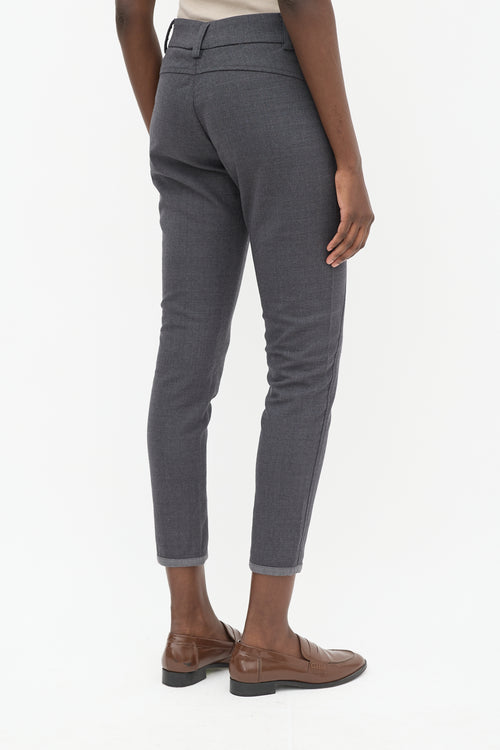 Brunello Cucinelli Grey Wool Panelled Trouser