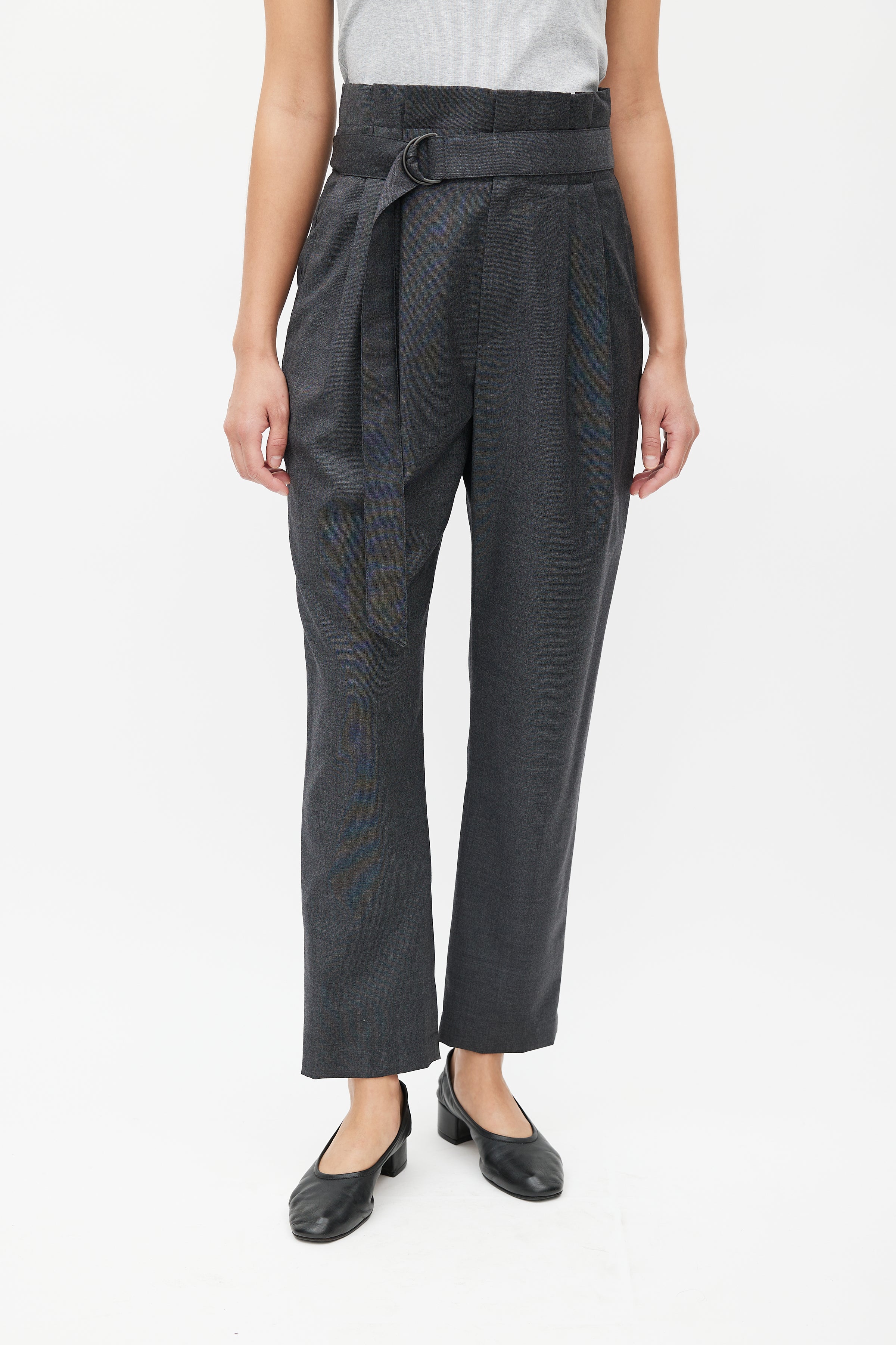 Brunello Cucinelli // Grey Wool Pleated Belted Trouser – VSP 