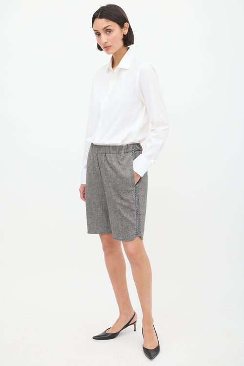 Brunello Cucinelli Grey Wool Sequin Shorts