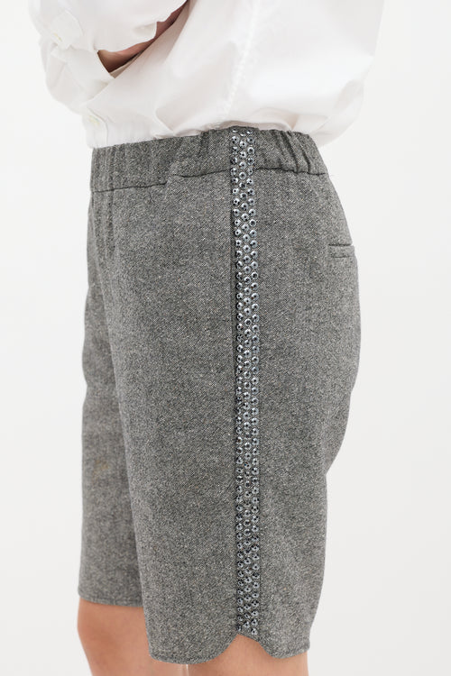 Brunello Cucinelli Grey Wool Sequin Shorts