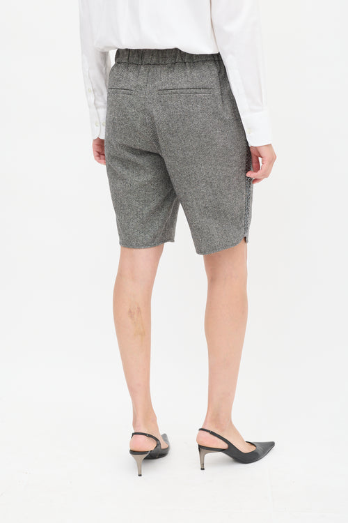 Brunello Cucinelli Grey Wool Sequin Shorts