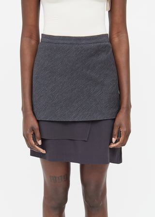 Brunello Cucinelli Grey Silk Overlay Skirt