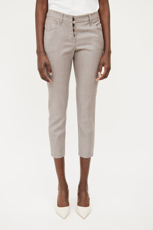 Brunello Cucinelli Grey Wool Tapered Pant