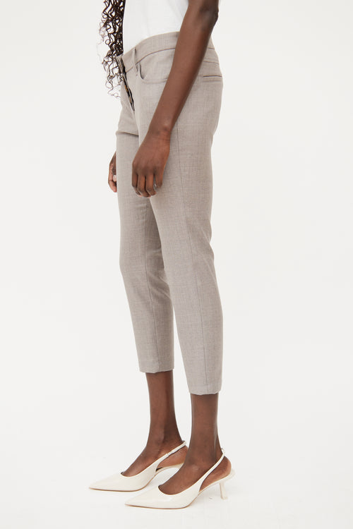 Brunello Cucinelli Grey Wool Tapered Pant