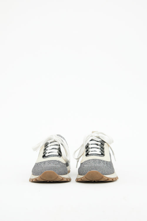 Brunello Cucinelli Grey & Silver Knit Sock Sneaker