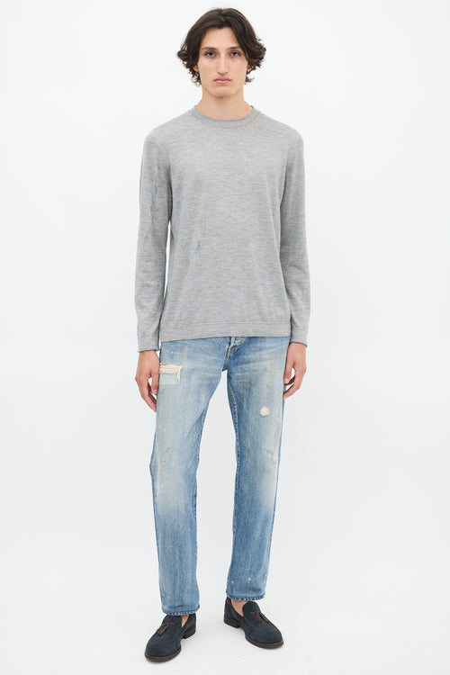 Brunello Cucinelli Heather Grey Cashmere & Silk Top