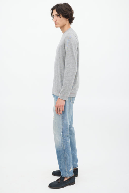 Brunello Cucinelli Heather Grey Cashmere & Silk Top