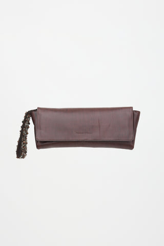 Brunello Cucinelli Leather Beaded Strap Clutch
