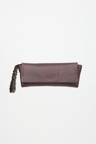 Brunello Cucinelli Leather Beaded Strap Clutch
