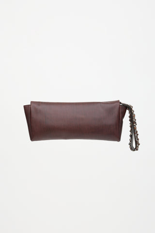Brunello Cucinelli Leather Beaded Strap Clutch