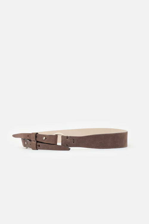 Brunello Cucinelli Leather Dual Buckle Belt