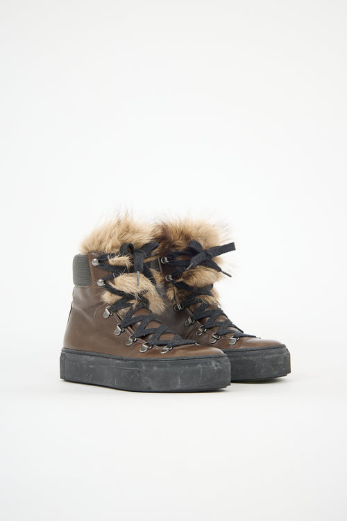 Brunello Cucinelli Leather & Fur Monili Sneaker