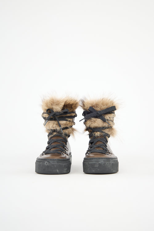 Brunello Cucinelli Leather & Fur Monili Sneaker