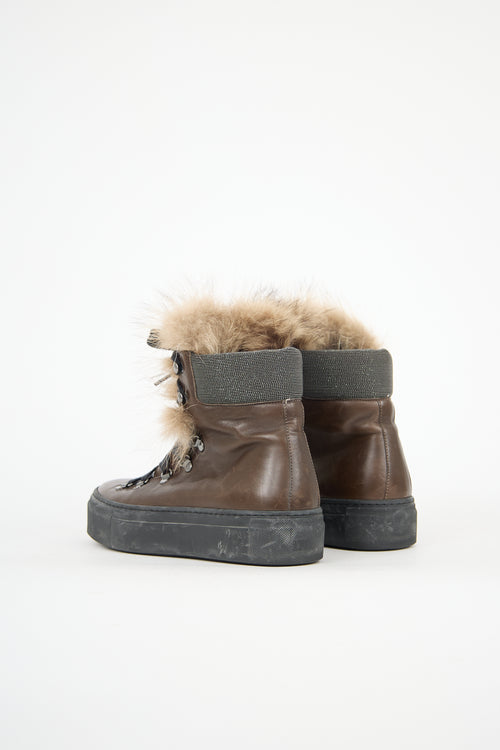 Brunello Cucinelli Leather & Fur Monili Sneaker