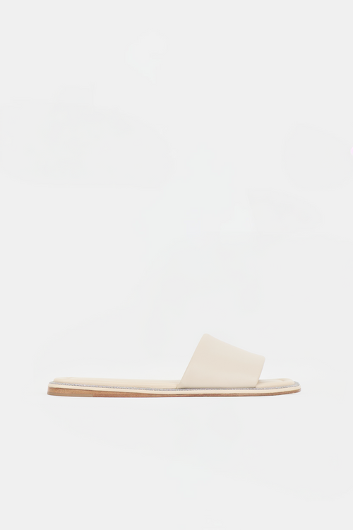 Brunello Cucinelli Leather Monili Trim Sandal