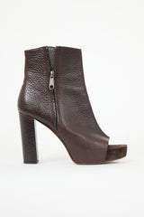 Brunello Cucinelli Leather Peep Toe Bootie