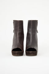 Brunello Cucinelli Leather Peep Toe Bootie