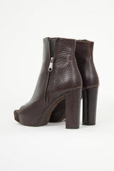 Brunello Cucinelli Leather Peep Toe Bootie