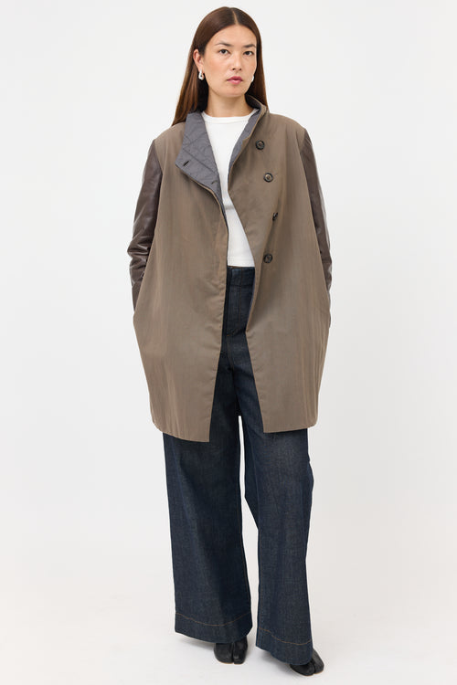 Brunello Cucinelli Leather Sleeve Jacket