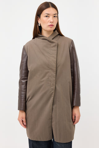 Brunello Cucinelli Leather Sleeve Jacket