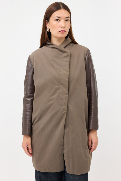 Brunello Cucinelli Leather Sleeve Jacket