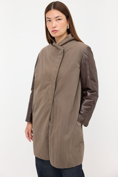 Brunello Cucinelli Leather Sleeve Jacket