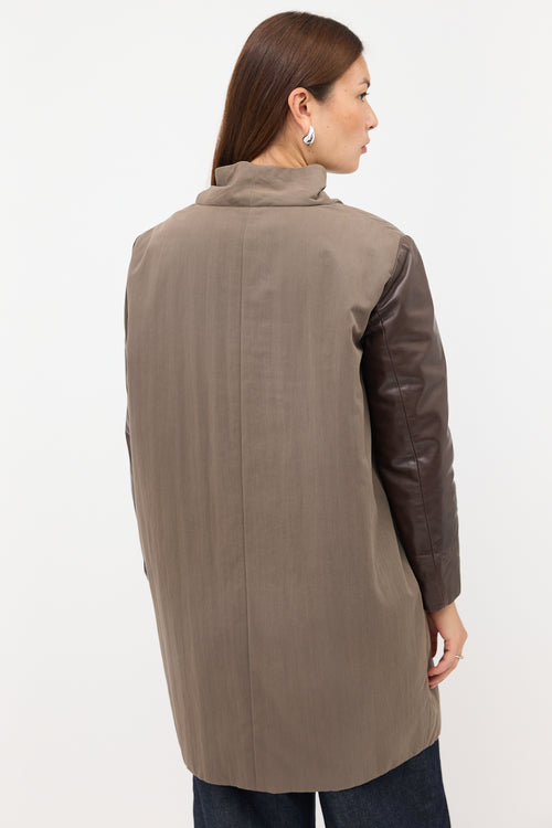 Brunello Cucinelli Leather Sleeve Jacket