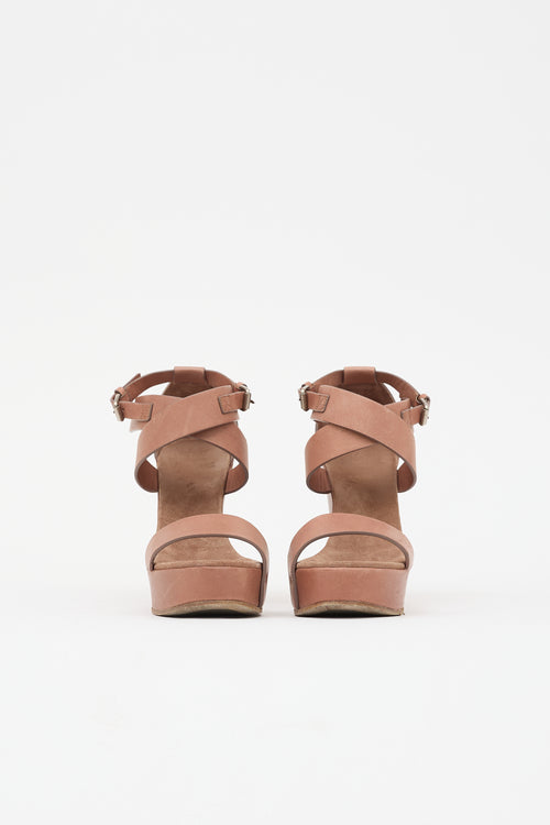 Brunello Cucinelli Leather Wedge Sandal