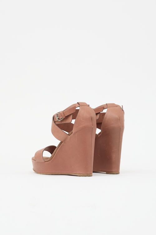 Brunello Cucinelli Leather Wedge Sandal