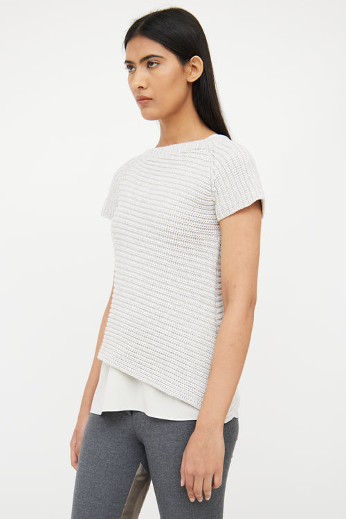 Brunello Cucinelli Light Grey Wool Blend Knit Top