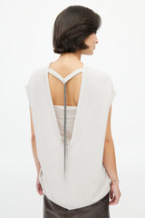 Brunello Cucinelli Light Grey Silk Backless & Tube 2pc Top