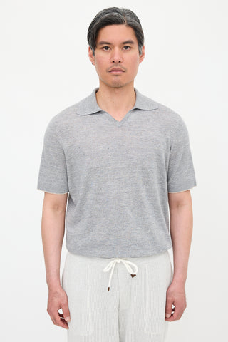 Brunello Cucinelli Linen Short Sleeve Polo