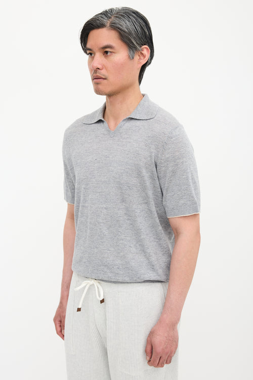Brunello Cucinelli Linen Short Sleeve Polo