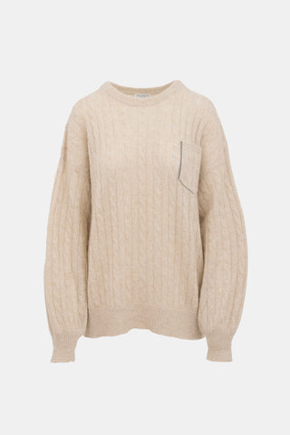 Brunello Cucinelli Mohair Cable Knit Sweater