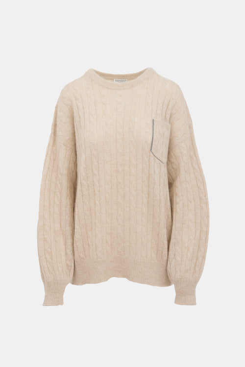 Brunello Cucinelli Mohair Cable Knit Sweater