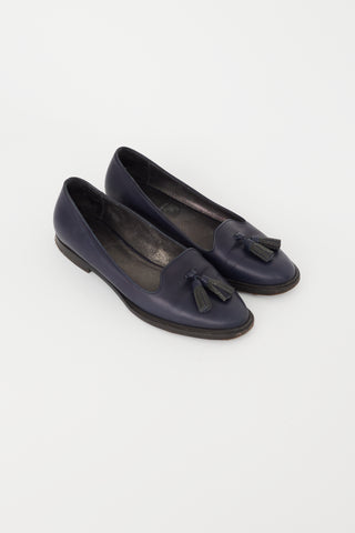 Brunello Cucinelli Navy Blue Leather Loafer