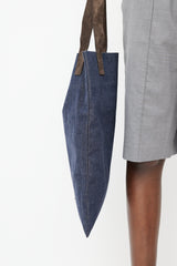 Brunello Cucinelli Navy & Brown Denim Tote