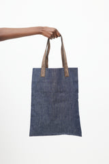 Brunello Cucinelli Navy & Brown Denim Tote