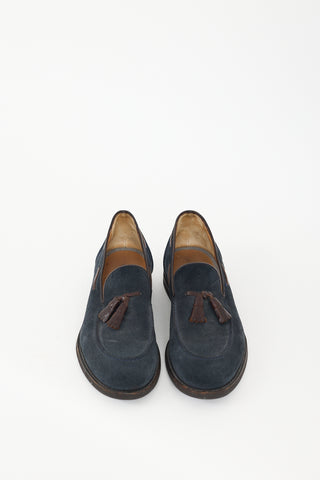 Brunello Cucinelli Navy & Brown Suede Tassel Loafer