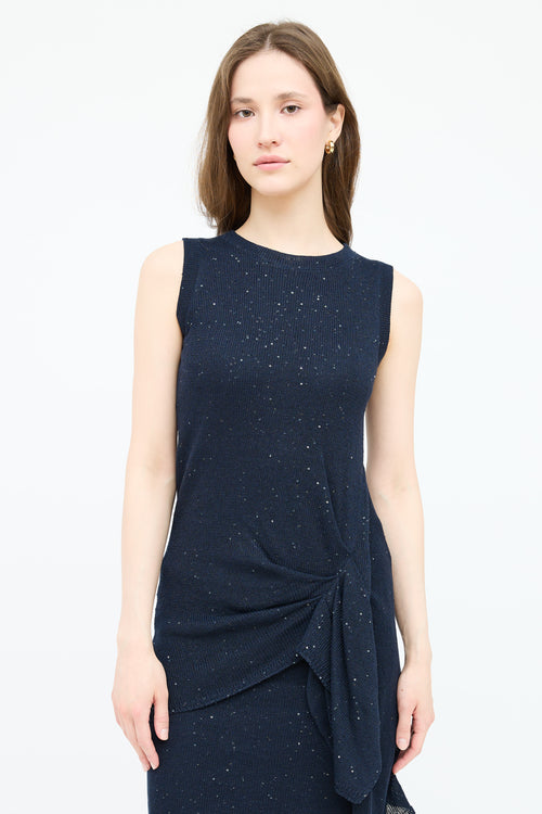 Brunello Cucinelli Gathered Sequin Knit Dress
