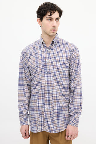 Brunello Cucinelli Navy & Multi Check Shirt