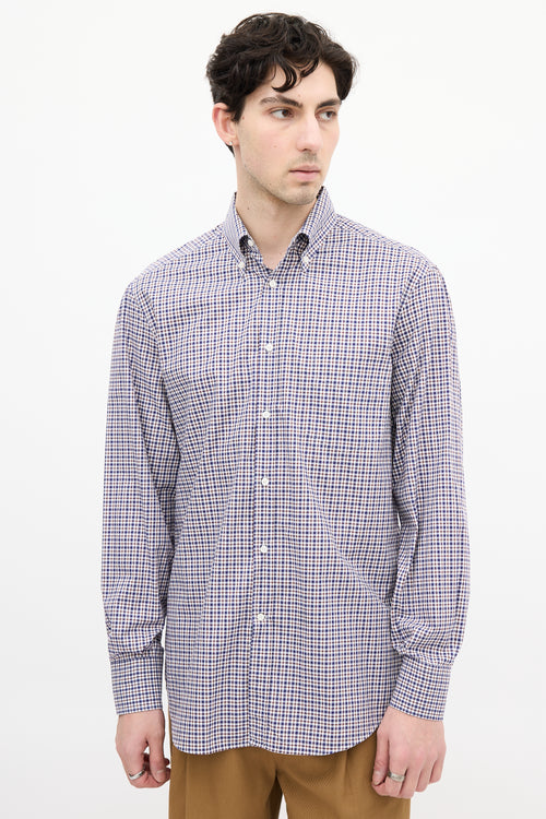 Brunello Cucinelli Navy & Multi Check Shirt