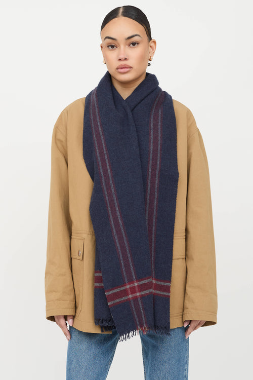 Brunello Cucinelli Cashmere Plaid Knit Scarf