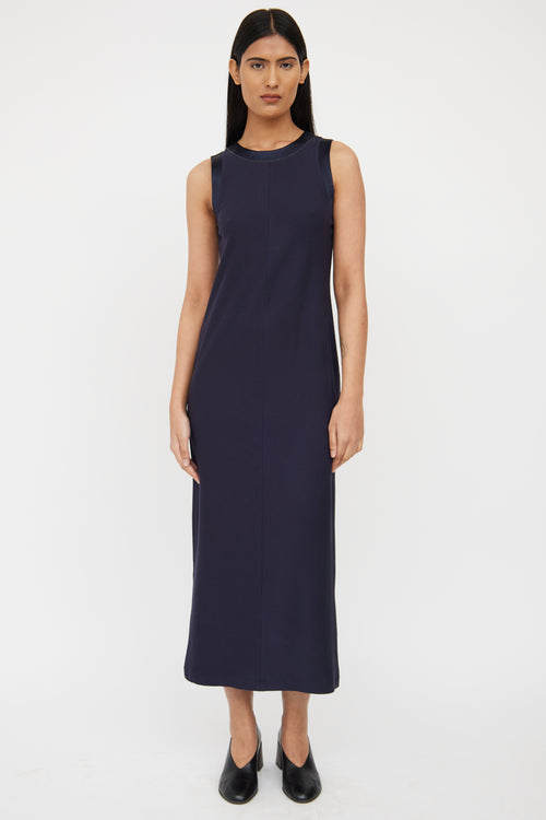 Brunello Cucinelli Navy Ribbed Monili Maxi Dress