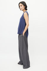 Brunello Cucinelli Navy Silk Monili Top