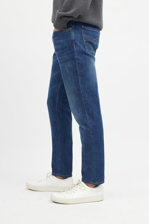 Brunello Cucinelli Navy Slim Denim Jeans