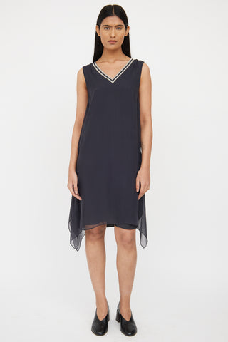 Brunello Cucinelli Dark Grey Monili Silk Dress